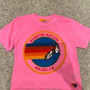Aviator Nation Pink Rainbow Graphic Tee Malibu, CA